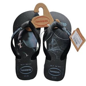 Havaianas Boys Size 2 Black Blue Star Wars Darth Vader Flip Flops